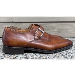 Magnanni Mens Cognac Leather Marco Single Monk Strap Dress Shoes 18398 Size 13